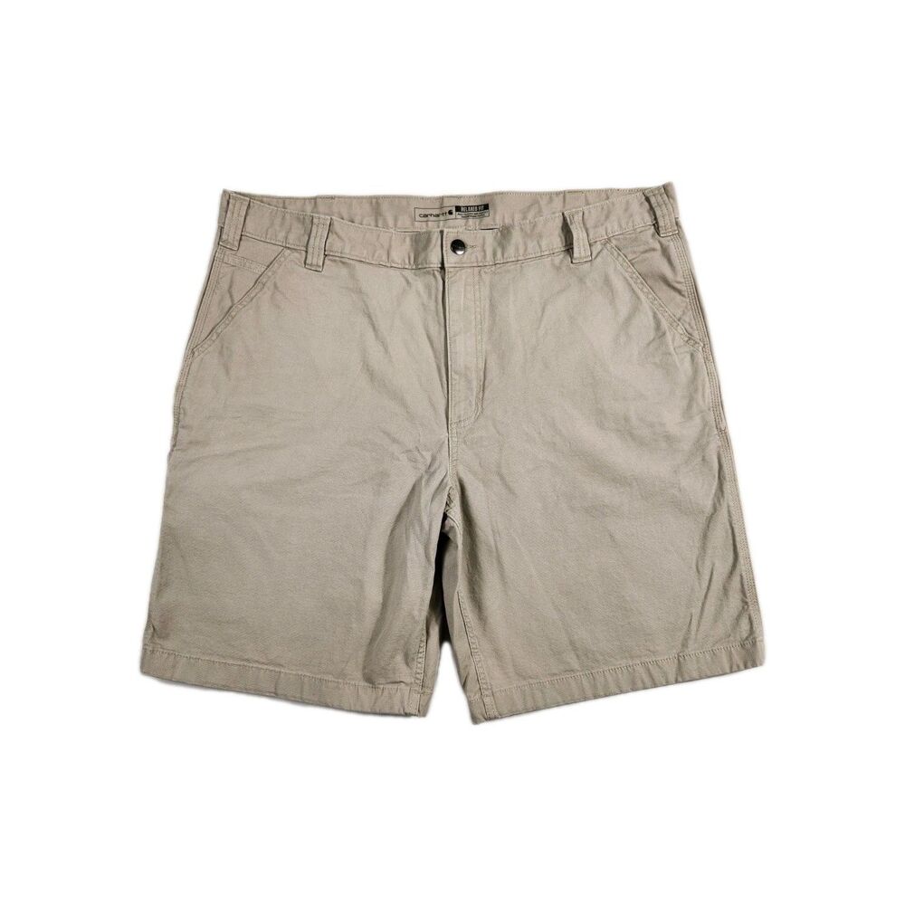 Carhartt Khaki Shorts Rugged Flex Canvas Work Men 42 Relaxed Fit Cotton Utility